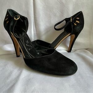 Kate Spade Black Suede Ankle Strap Heels